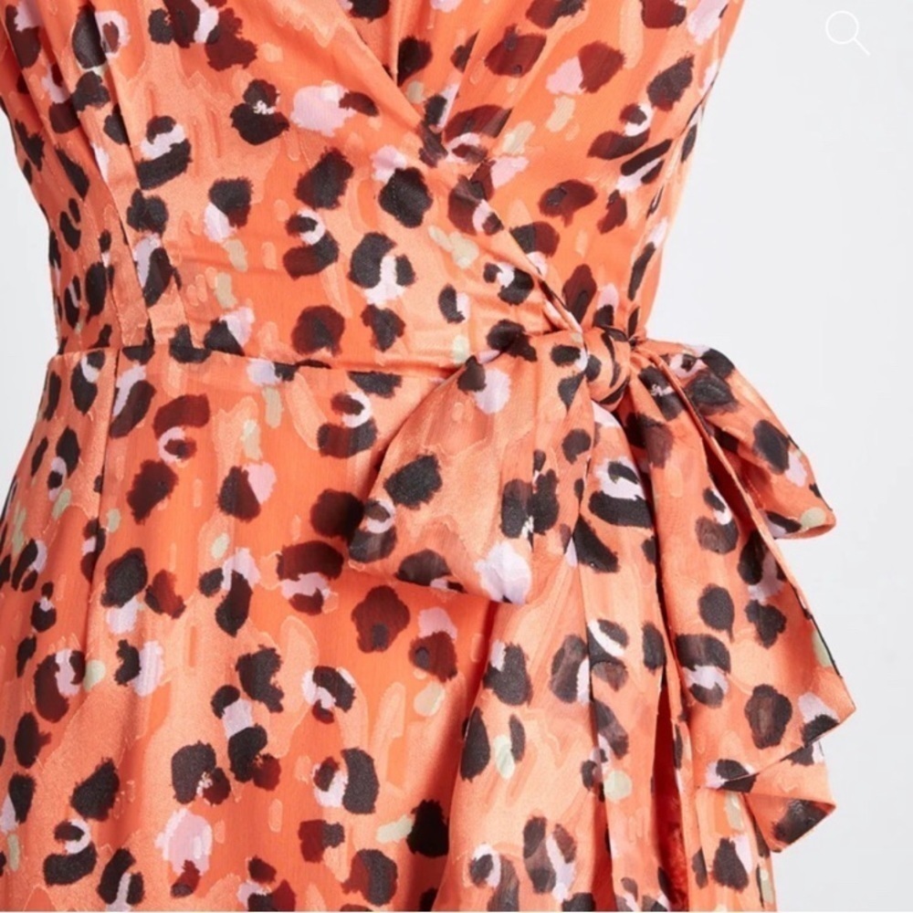 RARE Modcloth x Hutch Party Prowl Orange Leopard Print True Wrap Dress XS NEW - Picture 4 of 15
